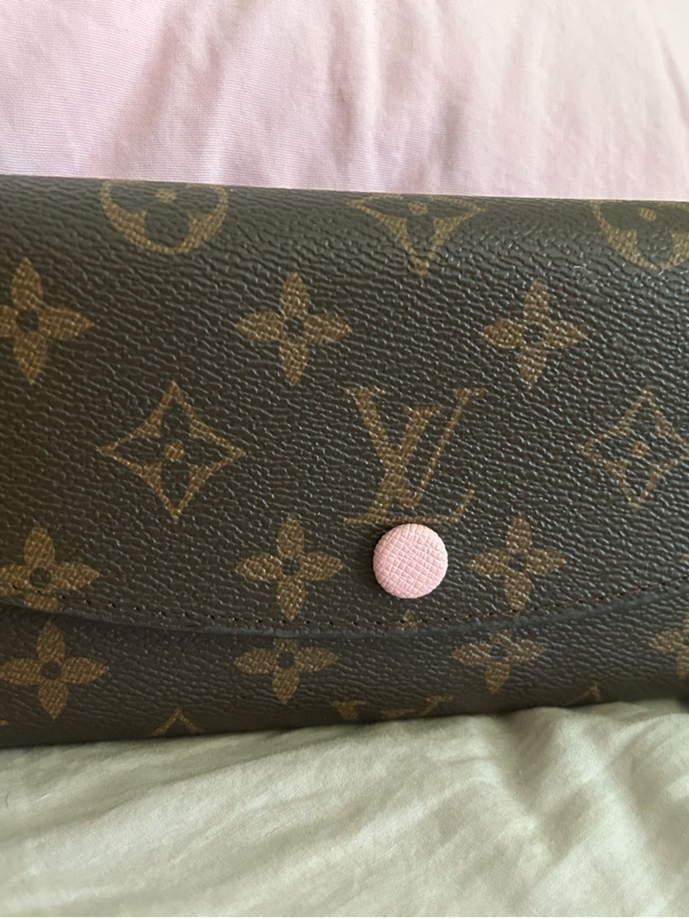 Louis Vuitton Brown Monogram Continental Wallet with Pink Button